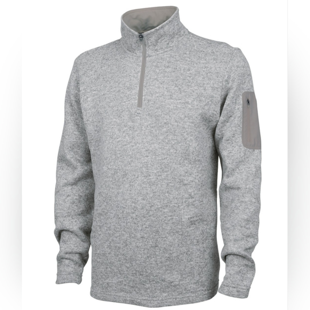 CHARLES RIVER APPAREL Fleece Pullover -  Heather Grey - Quarter-Zip - Size S